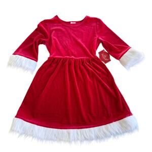 Holiday Time Girl's Size Small 6-6x Long Sleeve Christmas Santa Dress